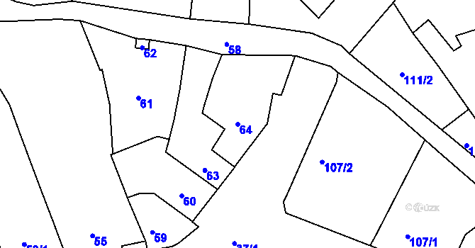 Parcela st. 64 v KÚ Bedřichovice, Katastrální mapa