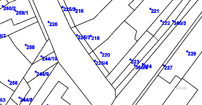 Parcela st. 220 v KÚ Bedřichovice, Katastrální mapa