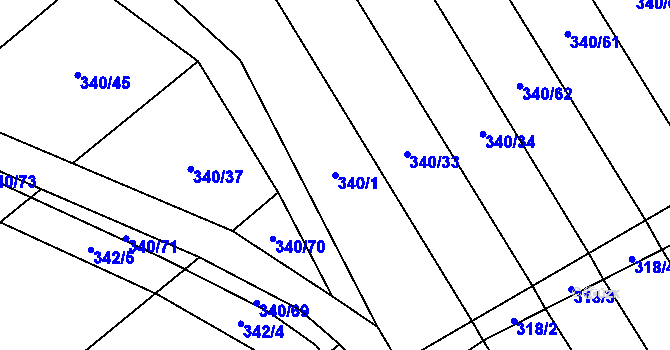 Parcela st. 340/1 v KÚ Bedřichovice, Katastrální mapa