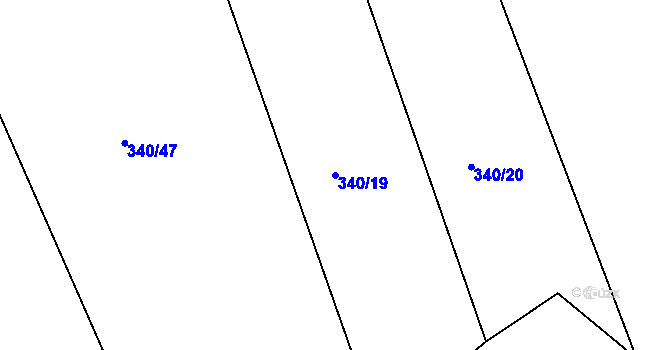 Parcela st. 340/19 v KÚ Bedřichovice, Katastrální mapa