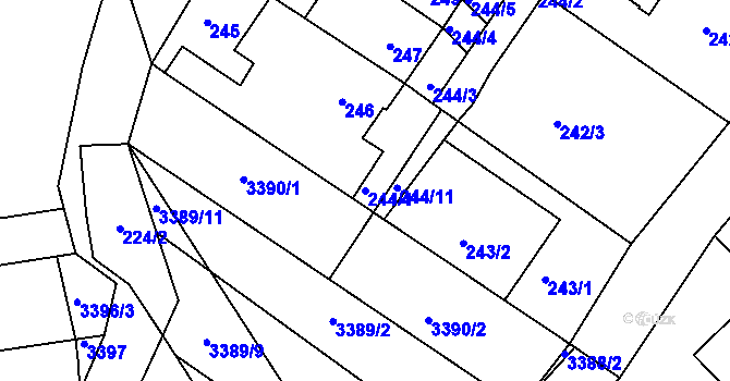 Parcela st. 244/1 v KÚ Bedřichovice, Katastrální mapa