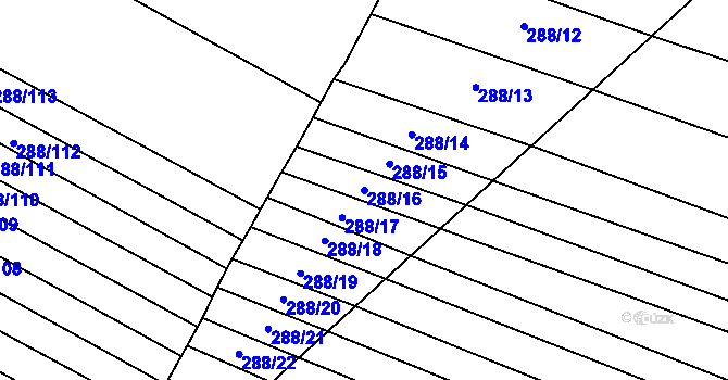Parcela st. 288/16 v KÚ Bedřichovice, Katastrální mapa