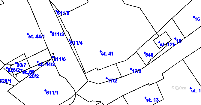 Parcela st. 41 v KÚ Běhařov, Katastrální mapa