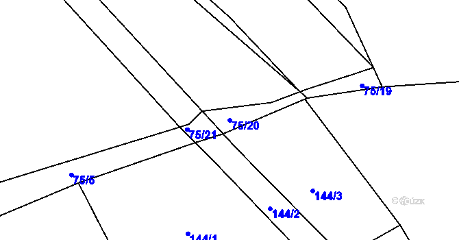 Parcela st. 75/20 v KÚ Běhařov, Katastrální mapa
