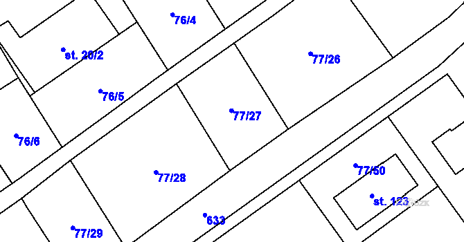 Parcela st. 77/27 v KÚ Běhařov, Katastrální mapa