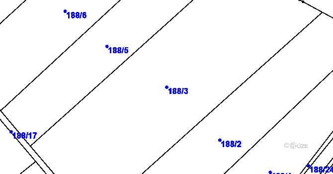 Parcela st. 188/3 v KÚ Běhařov, Katastrální mapa