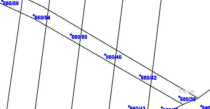 Parcela st. 560/46 v KÚ Běhařov, Katastrální mapa