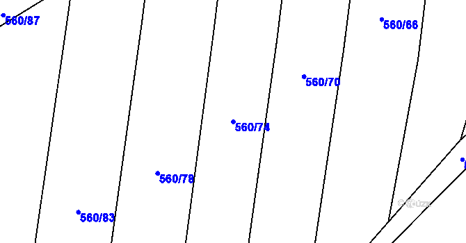 Parcela st. 560/74 v KÚ Běhařov, Katastrální mapa
