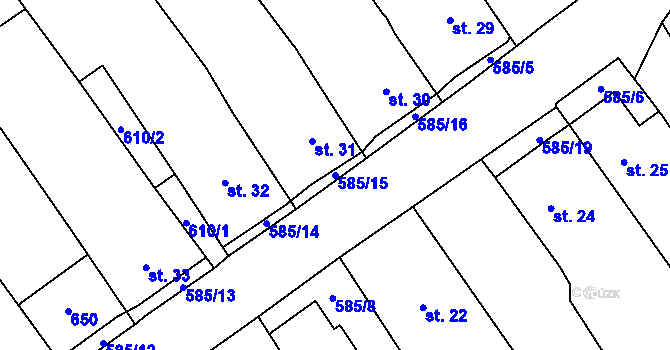 Parcela st. 585/15 v KÚ Běhařov, Katastrální mapa