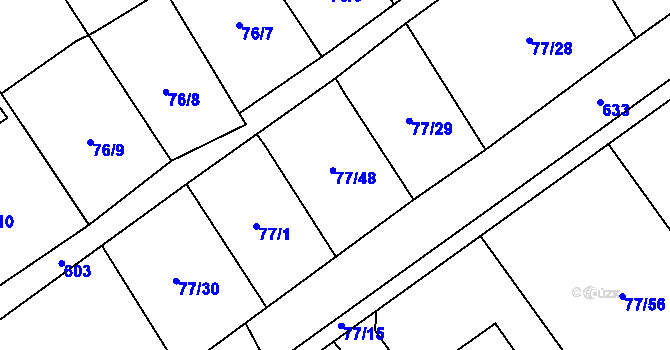 Parcela st. 77/48 v KÚ Běhařov, Katastrální mapa