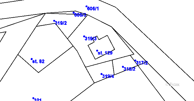 Parcela st. 129 v KÚ Běhařov, Katastrální mapa