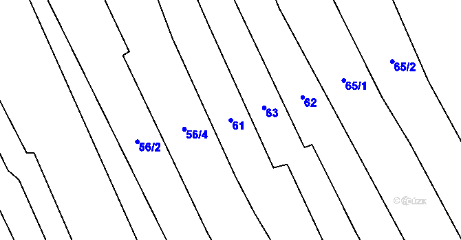 Parcela st. 61 v KÚ Dubová Lhota, Katastrální mapa