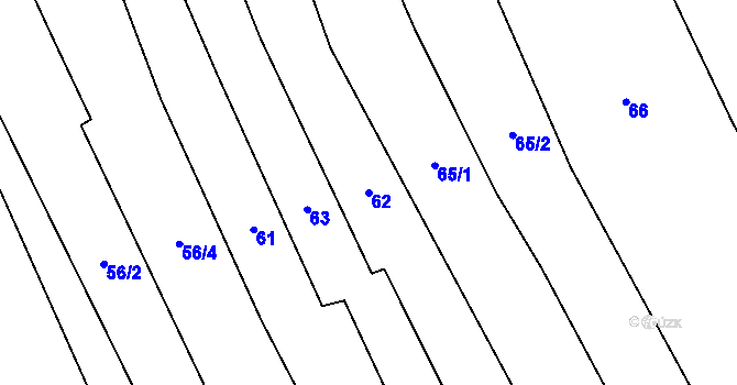Parcela st. 62 v KÚ Dubová Lhota, Katastrální mapa
