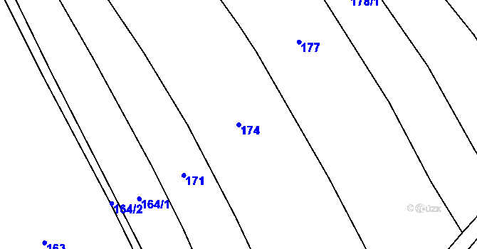 Parcela st. 174 v KÚ Dubová Lhota, Katastrální mapa