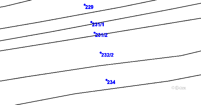 Parcela st. 232/2 v KÚ Dubová Lhota, Katastrální mapa