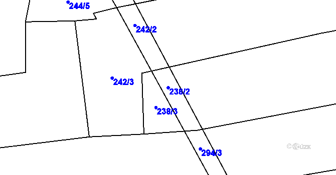 Parcela st. 238/2 v KÚ Dubová Lhota, Katastrální mapa
