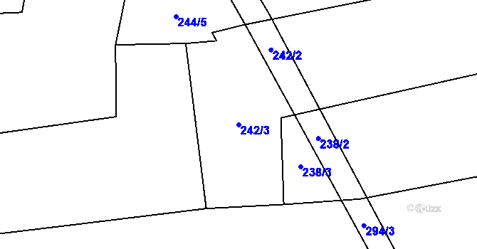 Parcela st. 242/3 v KÚ Dubová Lhota, Katastrální mapa
