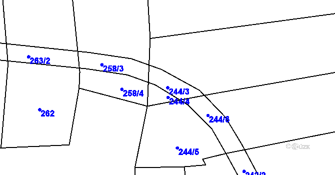 Parcela st. 244/3 v KÚ Dubová Lhota, Katastrální mapa