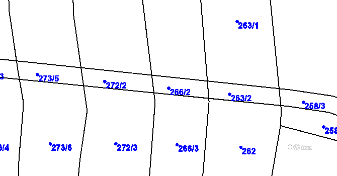 Parcela st. 266/2 v KÚ Dubová Lhota, Katastrální mapa