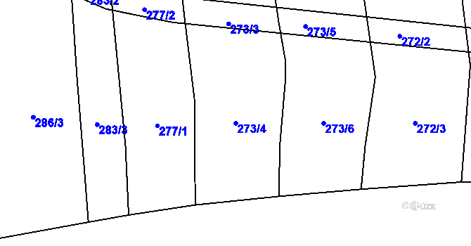 Parcela st. 273/4 v KÚ Dubová Lhota, Katastrální mapa