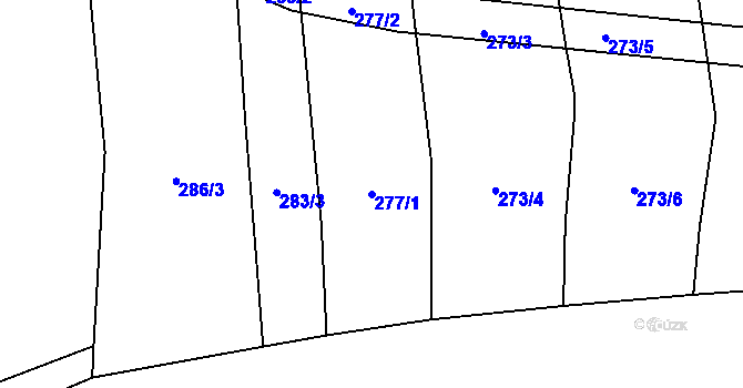 Parcela st. 277/1 v KÚ Dubová Lhota, Katastrální mapa