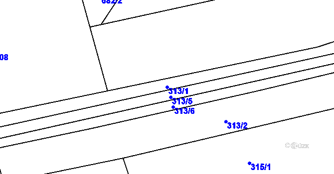 Parcela st. 313/1 v KÚ Dubová Lhota, Katastrální mapa