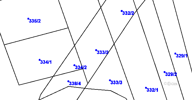 Parcela st. 333/2 v KÚ Dubová Lhota, Katastrální mapa