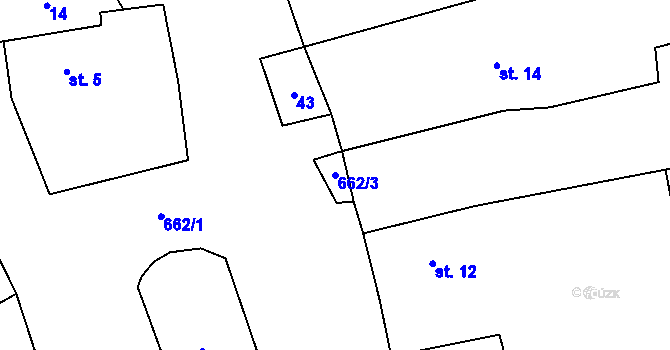 Parcela st. 662/3 v KÚ Dubová Lhota, Katastrální mapa