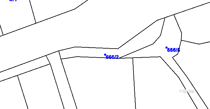 Parcela st. 666/2 v KÚ Dubová Lhota, Katastrální mapa