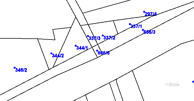 Parcela st. 666/6 v KÚ Dubová Lhota, Katastrální mapa