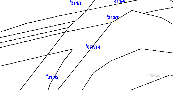 Parcela st. 677/14 v KÚ Dubová Lhota, Katastrální mapa