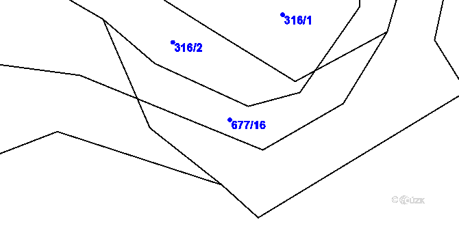 Parcela st. 677/16 v KÚ Dubová Lhota, Katastrální mapa