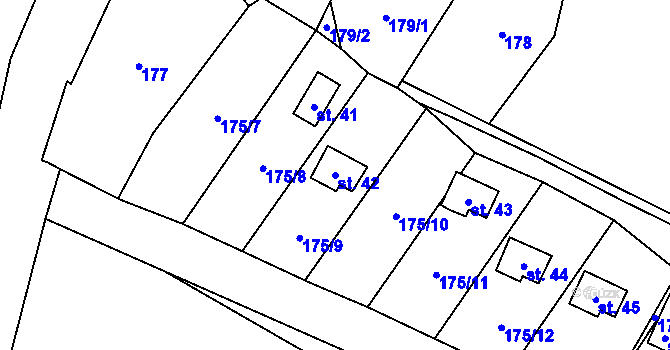 Parcela st. 42 v KÚ Úborsko, Katastrální mapa