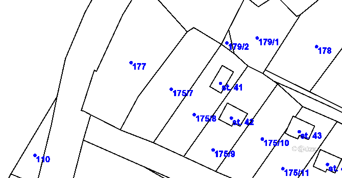 Parcela st. 175/7 v KÚ Úborsko, Katastrální mapa