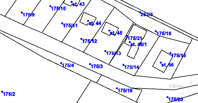 Parcela st. 175/13 v KÚ Úborsko, Katastrální mapa