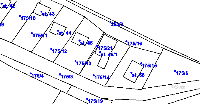 Parcela st. 46/1 v KÚ Úborsko, Katastrální mapa