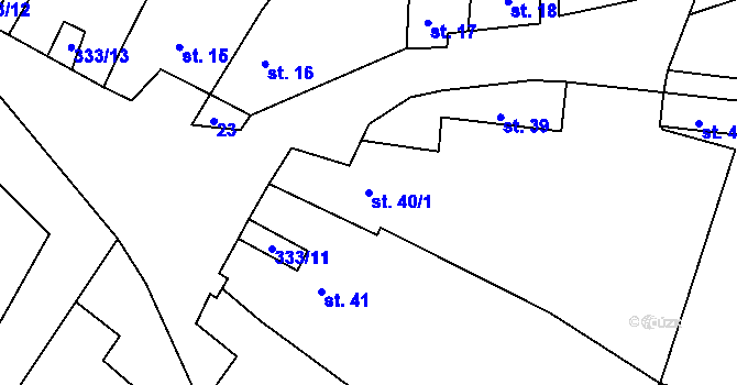 Parcela st. 40/1 v KÚ Běhařovice, Katastrální mapa