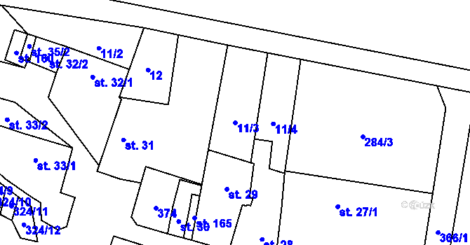 Parcela st. 11/3 v KÚ Běhařovice, Katastrální mapa