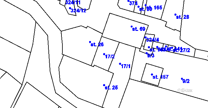 Parcela st. 17/2 v KÚ Běhařovice, Katastrální mapa