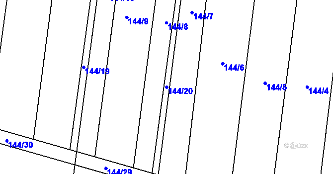 Parcela st. 144/20 v KÚ Běhařovice, Katastrální mapa