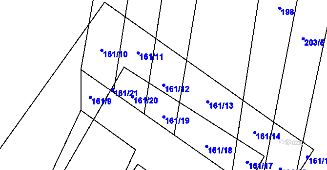 Parcela st. 161/12 v KÚ Běhařovice, Katastrální mapa