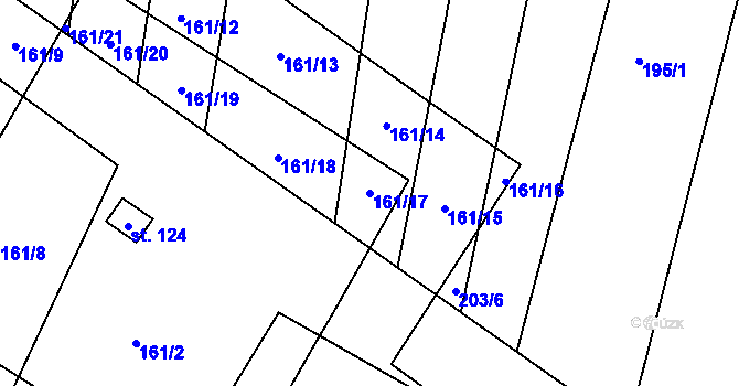 Parcela st. 161/17 v KÚ Běhařovice, Katastrální mapa
