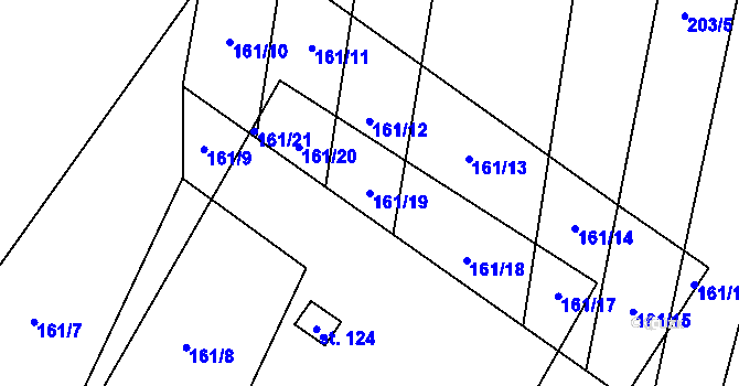 Parcela st. 161/19 v KÚ Běhařovice, Katastrální mapa