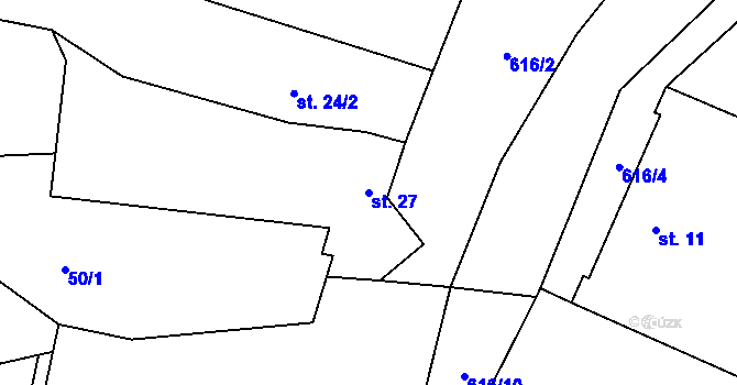 Parcela st. 27 v KÚ Ratišovice, Katastrální mapa