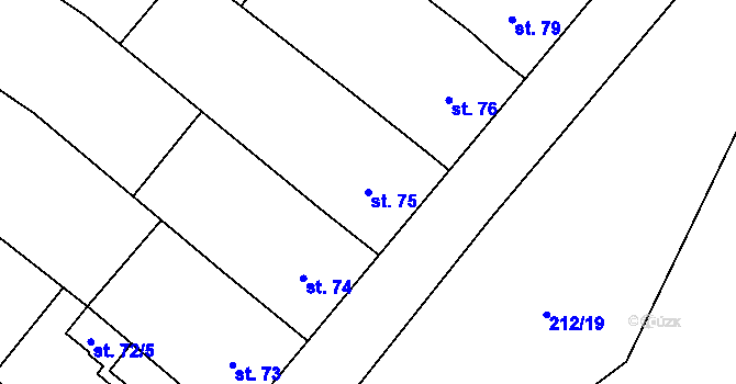 Parcela st. 75 v KÚ Ratišovice, Katastrální mapa