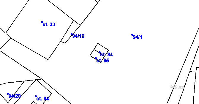 Parcela st. 84 v KÚ Ratišovice, Katastrální mapa