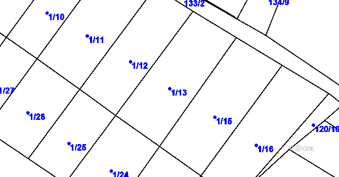 Parcela st. 1/13 v KÚ Ratišovice, Katastrální mapa
