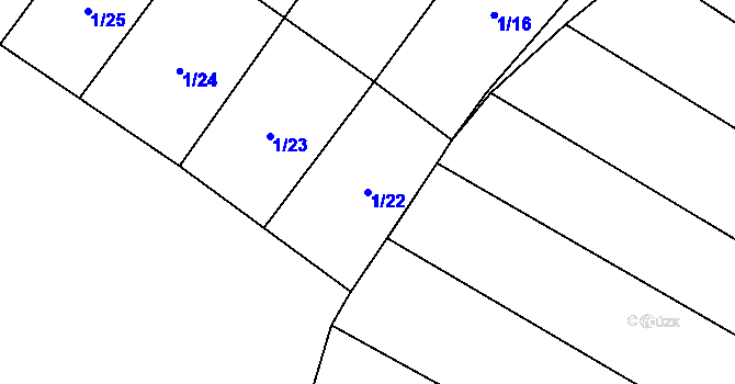 Parcela st. 1/22 v KÚ Ratišovice, Katastrální mapa