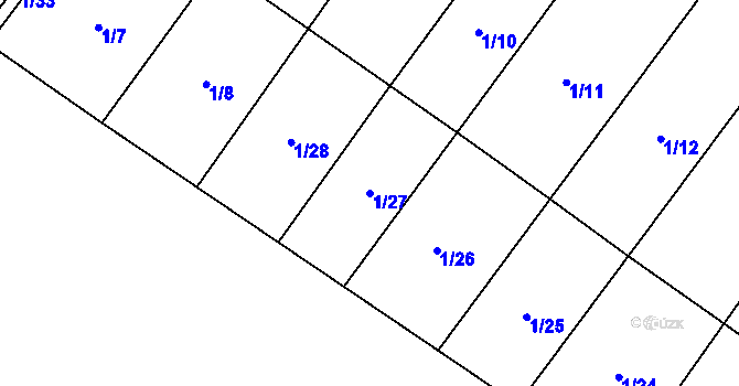 Parcela st. 1/27 v KÚ Ratišovice, Katastrální mapa