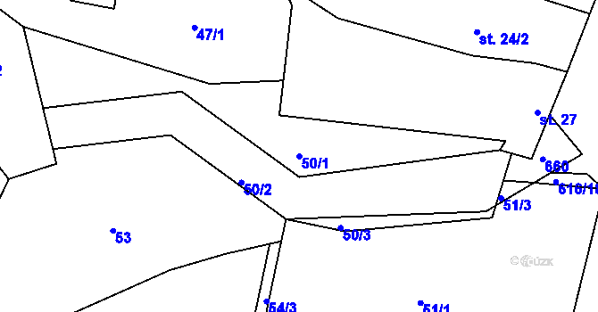 Parcela st. 50/1 v KÚ Ratišovice, Katastrální mapa